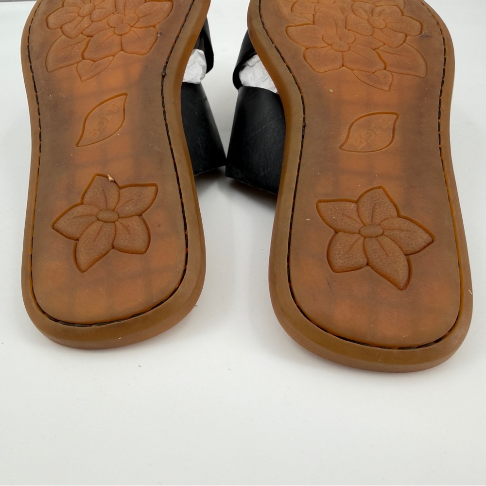Born Rio Open Toe Slide Sandals Womens 8M Crisscross Strap Buckle Black Leather - Picture 13 of 15